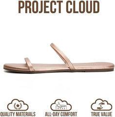 Project Cloud Summer Sandals for Women 2026 - Memory Foam Insole and Eco-Crafted Leather Beach Flip Flops for Women - Non Slip and Lightweight Double Strap Womens Sandals (Transition)