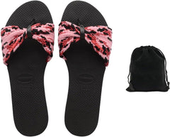 Havaianas Women's You St. Tropez Mesh Sandals - Elegant, Comfortable, and Durable Flip Flops with Woven Mesh Straps, Ideal for Beach, Casual, and Everyday Wear, Includes Velvet Pouch, 9-10, Black