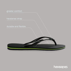 Havaianas - Slim Brasil Logo, Bequeme, Robuste und Leichte Badelatschen für Frauen, Hommage an Brasilien, Flagge auf Riemen und Sohlen