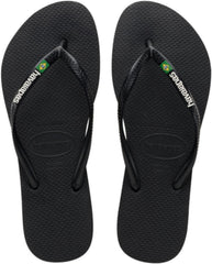 Havaianas - Slim Brasil Logo, Bequeme, Robuste und Leichte Badelatschen für Frauen, Hommage an Brasilien, Flagge auf Riemen und Sohlen