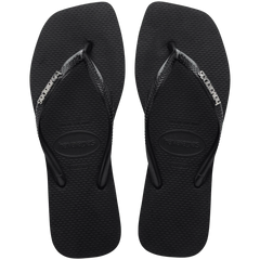 Women's Slim Square Logo Metallic Flip Flops