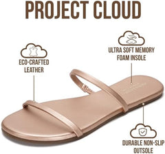 Project Cloud Summer Sandals for Women 2026 - Memory Foam Insole and Eco-Crafted Leather Beach Flip Flops for Women - Non Slip and Lightweight Double Strap Womens Sandals (Transition)