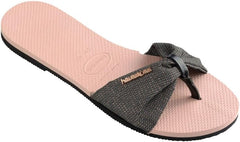 Havaianas Women's You St. Tropez Shine Sandals - Stylish, Comfortable, and Durable Flip Flops with Shimmery Lurex Straps, Perfect for Beach, Casual, and Everyday Wear, Size 7/8W, Includes Velvet Pouch