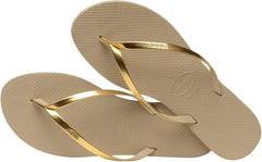 Havaianas Women's You Metallic Flip Flop - Metallic Summer Sandals for Women - GOLDEN SAND, 11/12W - 9/10M