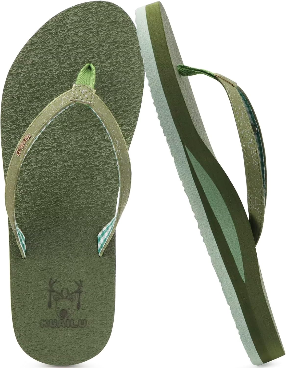 KuaiLu Womens Arch Support Flip Flops Comfortable Yoga Mat Slip on Summer Beach Walking Thong Cushion Sandals