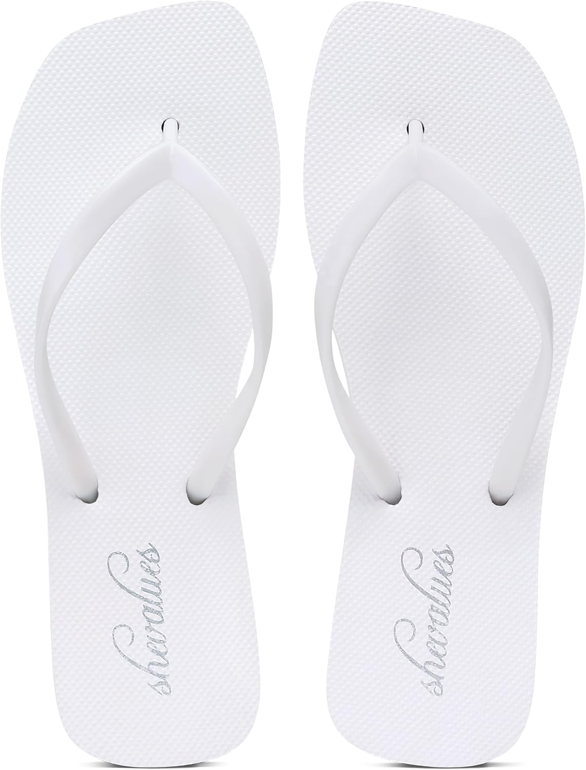 shevalues Women's Slim Square Toe Flip Flops Comfortable Summer Rubber Thong Sandals for Beach, Shower & Pool