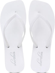 shevalues Women's Slim Square Toe Flip Flops Comfortable Summer Rubber Thong Sandals for Beach, Shower & Pool