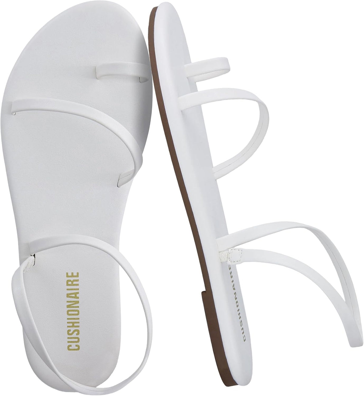 CUSHIONAIRE CHAI Flat Strappy Sandals for Women, Comfortable Dressy Summer Slip-On Sandal with Memory Foam