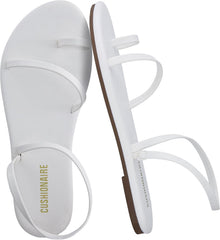 CUSHIONAIRE CHAI Flat Strappy Sandals for Women, Comfortable Dressy Summer Slip-On Sandal with Memory Foam