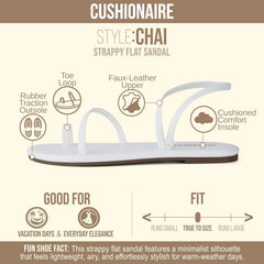 CUSHIONAIRE CHAI Flat Strappy Sandals for Women, Comfortable Dressy Summer Slip-On Sandal with Memory Foam