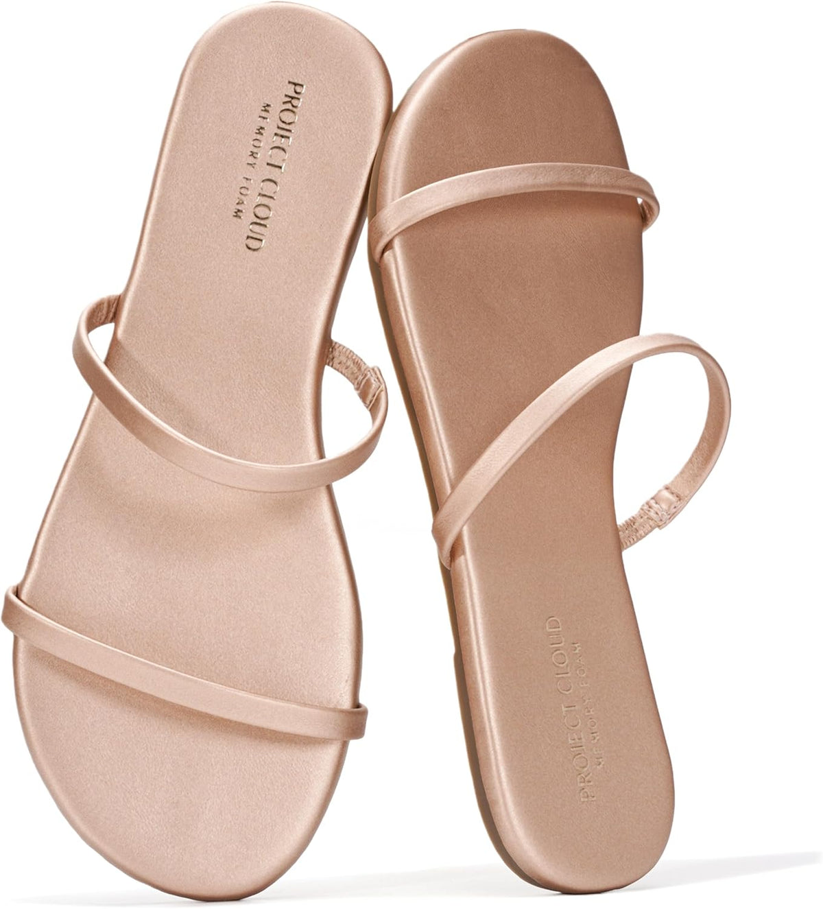 Project Cloud Summer Sandals for Women 2026 - Memory Foam Insole and Eco-Crafted Leather Beach Flip Flops for Women - Non Slip and Lightweight Double Strap Womens Sandals (Transition)