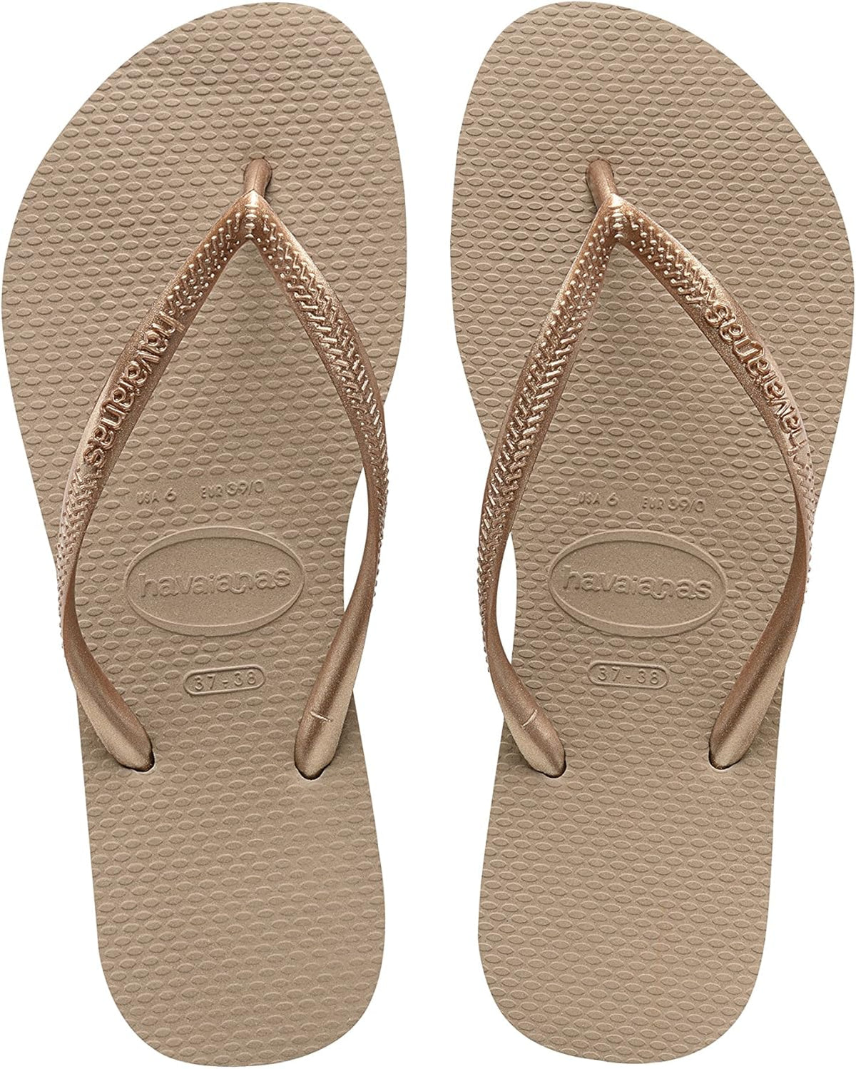Havaianas Slim Women's Slippers, Rose Gold,7/8 US Women